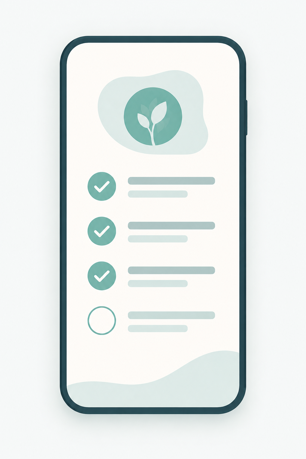 A phone screen showing a simple onboarding checklist with three completed steps and one remaining, representing the process of opening an account and starting your first SIP